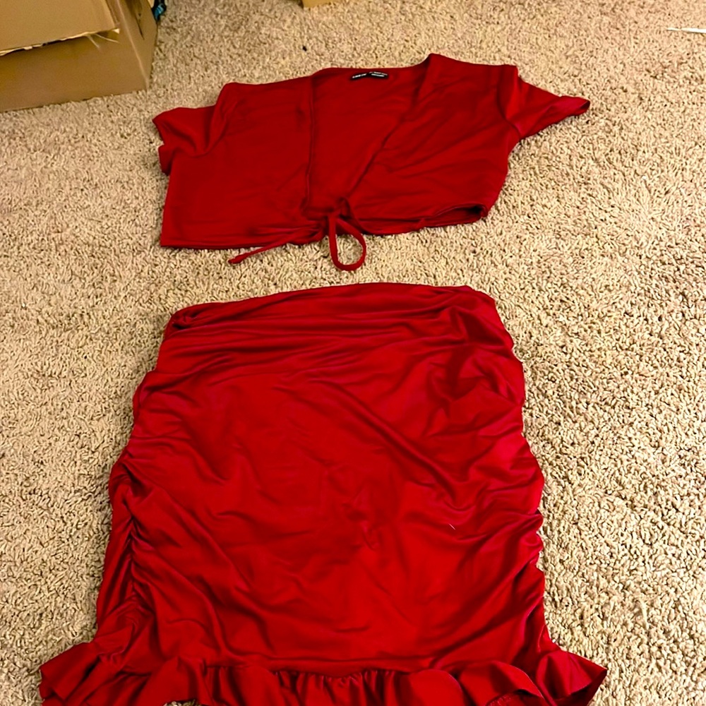 2 piece shein set . Worn once for vacation . Red .
